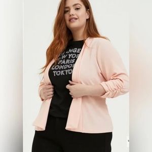 Torrid  - Knit Drape Blazer, Business Casual, Blush Pink SIZE: 2X